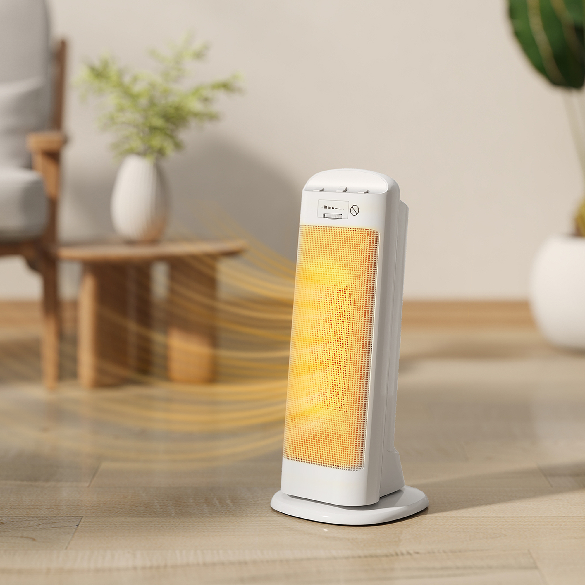 Chauffage d'appoint en céramique 2000 W, radiateur électrique soufflant 4 modes, thermostat réglable, 20x20x49cm, blanc - 3