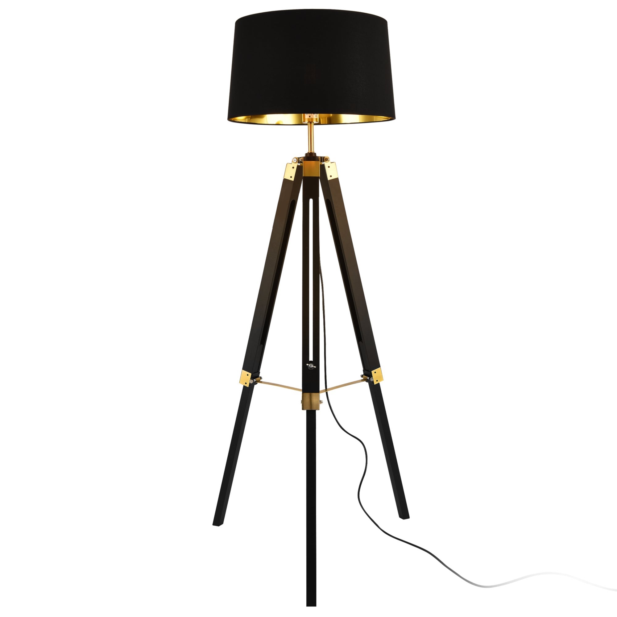 Lampadaire trépied Ventilador H145cm Bois Noir foncé - Maison
