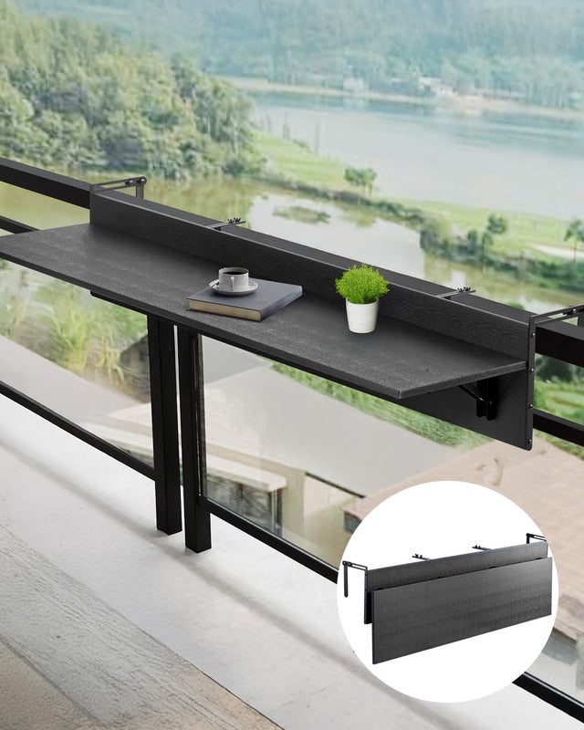 Table Suspendue Balcon,VEVOR 1500 x 450 x 240 mm,Table Pliante pour Balustrades Extérieures,avec Plateau 1500 x 300 mm,Installation Facile