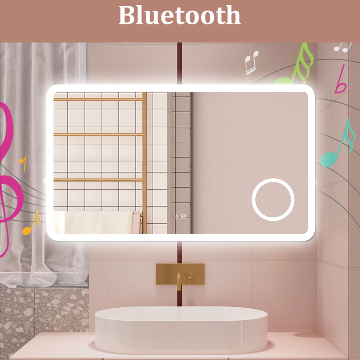 SIRHONA Specchio LED bagno touch anti-appannamento 800x600x35mm con 3X lente, display orologio, dimmer infinito | Leroy Merlin