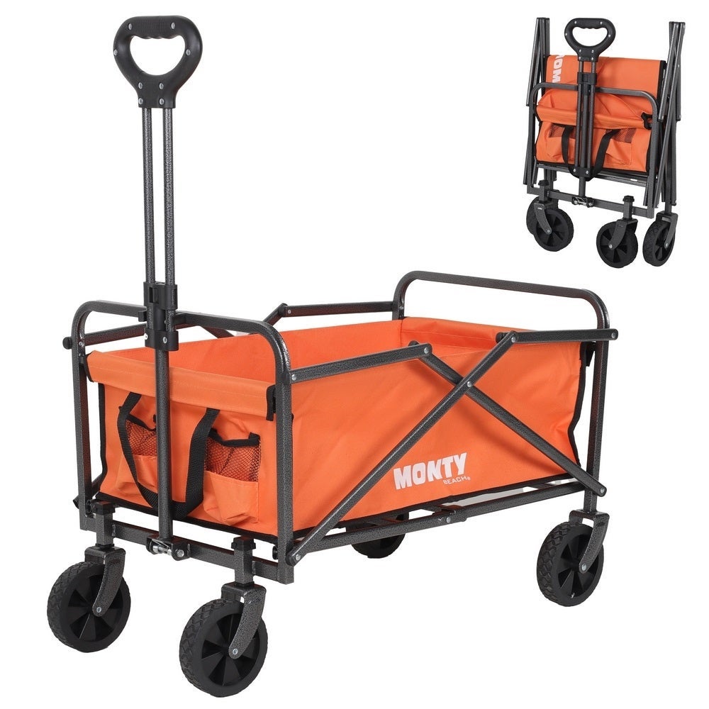 Voiturette de plage pliante polyvalente orange MONTY - 5