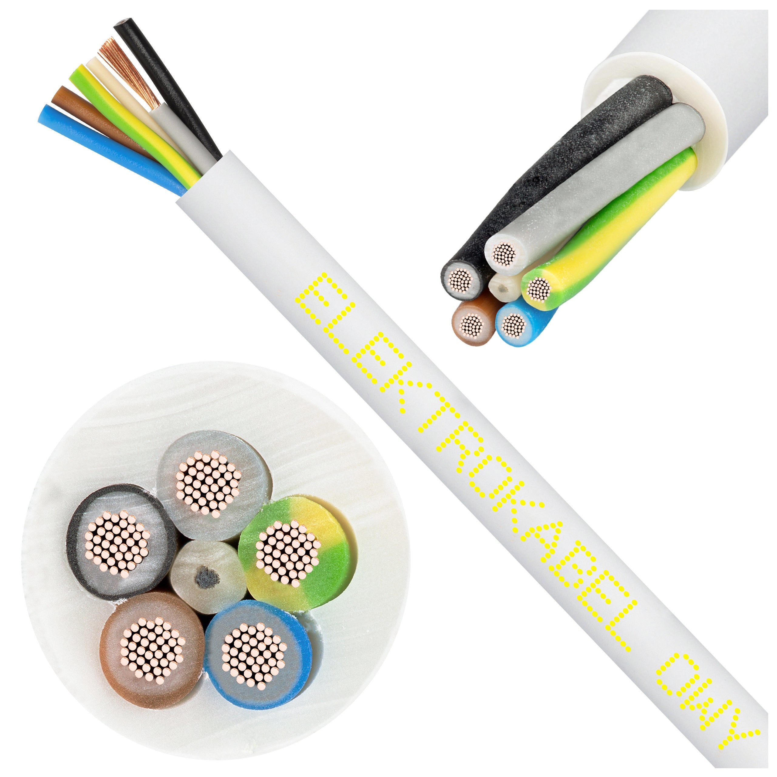 Kabel warsztatowy OWY / H05VV-F 5x2,5mm2 biały 300/500V giętki linka Elektrokabel 100m