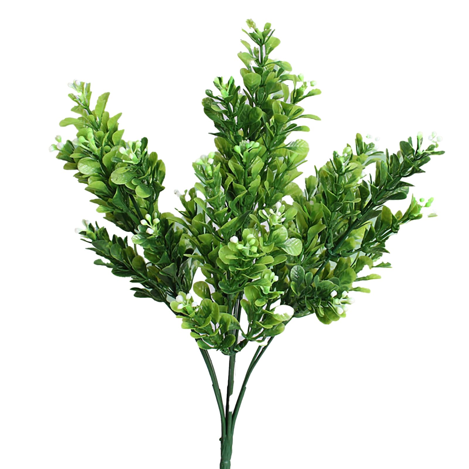 Fleurs artificielles plantes réalistes 7 branches en plastique décoratif fausses fleurs feuilles pour maison jardin balcon patio (blanc vert) - 6
