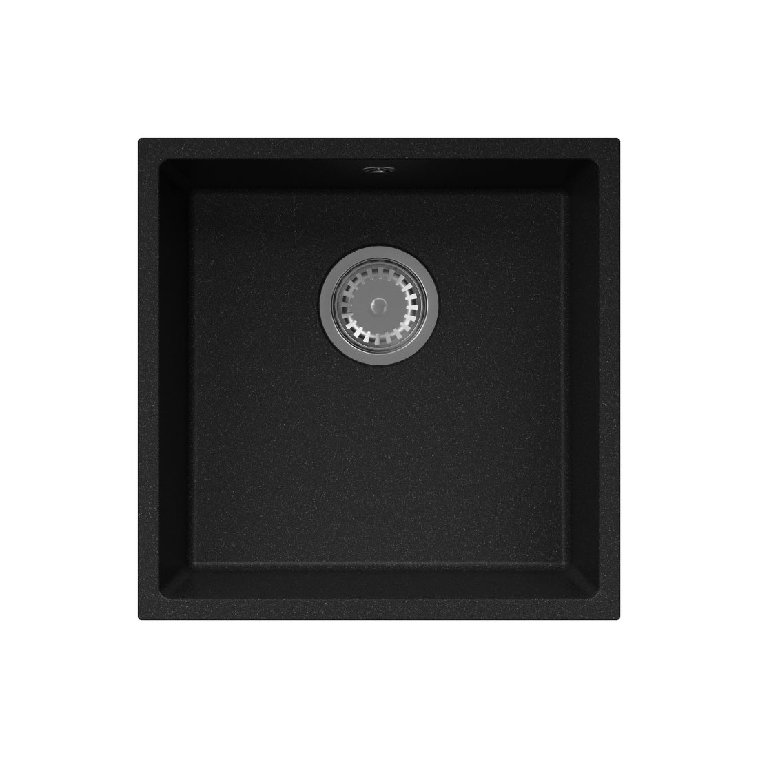 Zlewozmywak granitowy GranMaster Como 440x440x202 mm, jednokomorowy bez ociekacza, czarny metalik 1 szt.