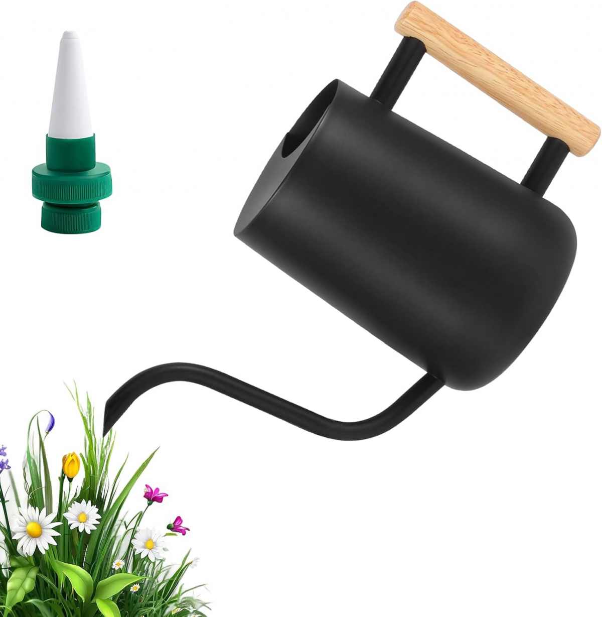 Stropitoare pentru plante de interior Stropitoare din oțel inoxidabil Stropitoare de grădină cu cioc lung și mâner din lemn Mică pentru plante
