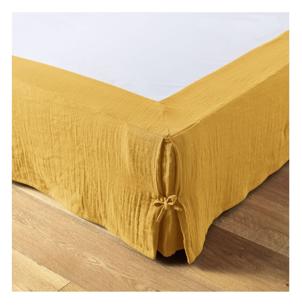 Cache sommier 160x200 cm gaze de coton guimauve PD17764 Cache sommier 160x200 cm gaze de coton guimauve PD17764