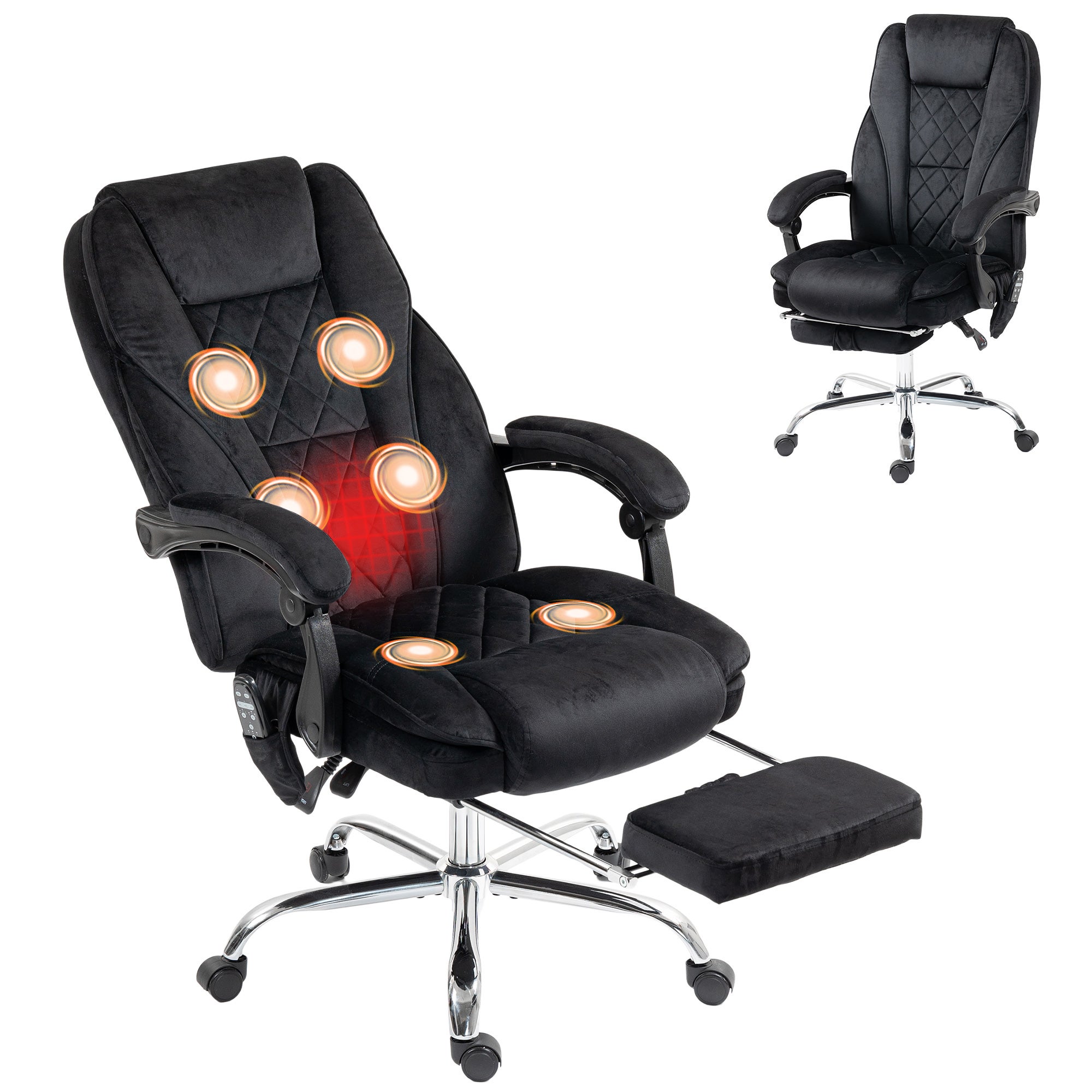 Fauteuil bureau ergonomique massage chauffant noir | Leroy Merlin