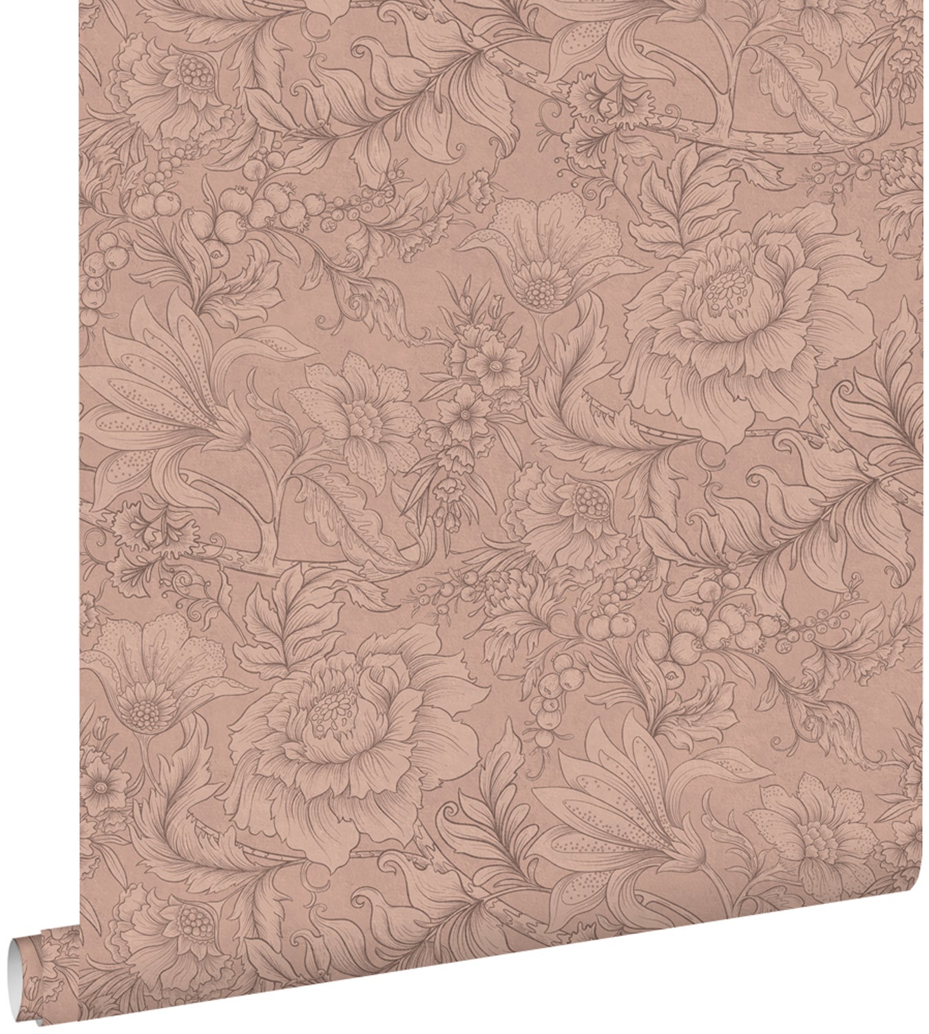Tapeta kwiatowy wzór terakoty różowej - 53 cm x 10.05 m - ESTAHOME