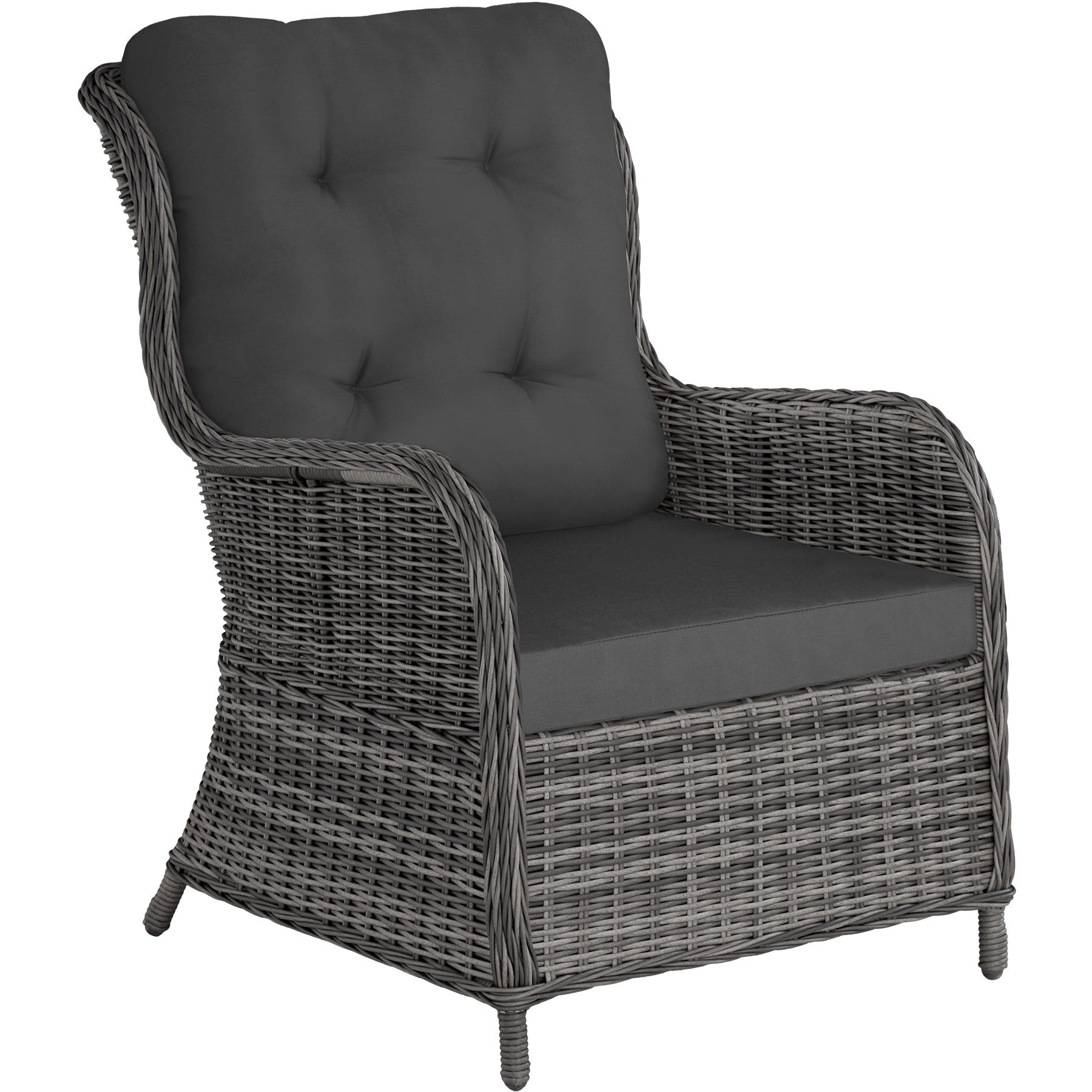 Salon de jardin en résine tressée et aluminium 4 places avec plateau en verre de sécurité sans montage TECTAKE - 3