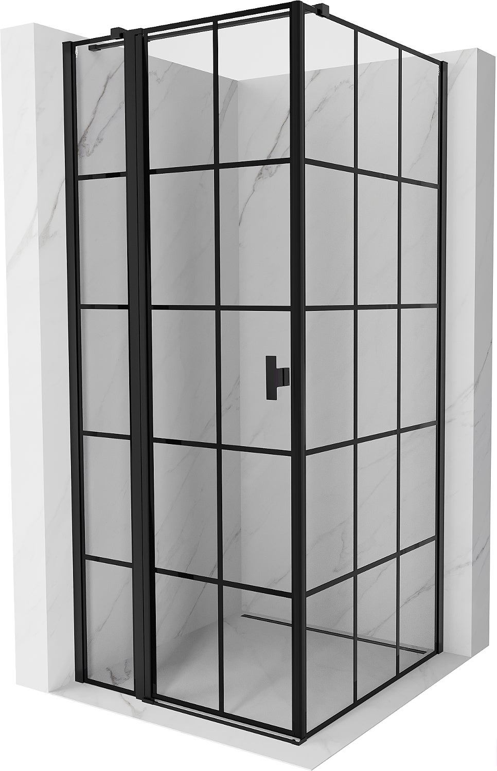 Mexen Mist T kabina prysznicowa uchylna lewa 75 x 75 cm, czarna kratka, czarna - 8A4T-075-075-70-77-L