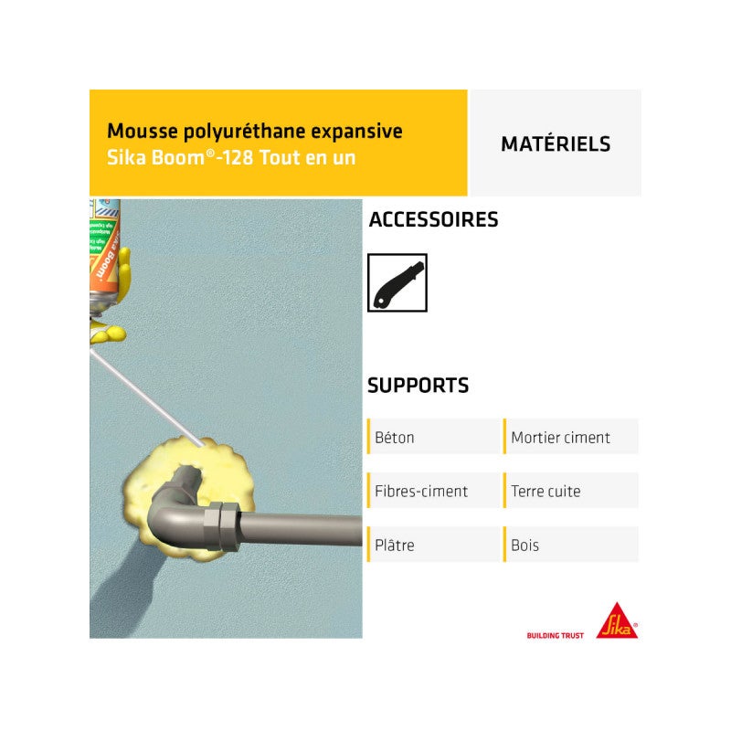 Mousse expansive tout en un manuelle SIKA - SikaBoom 128 - 250ml - 5