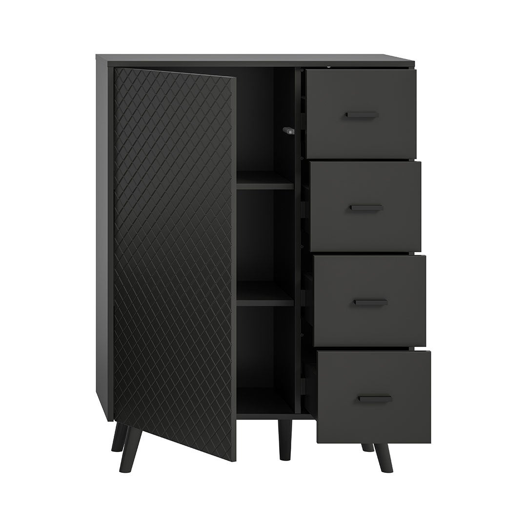 Linea kreedns 4 szuflady, 1 drzwi matowy szary. - 3
