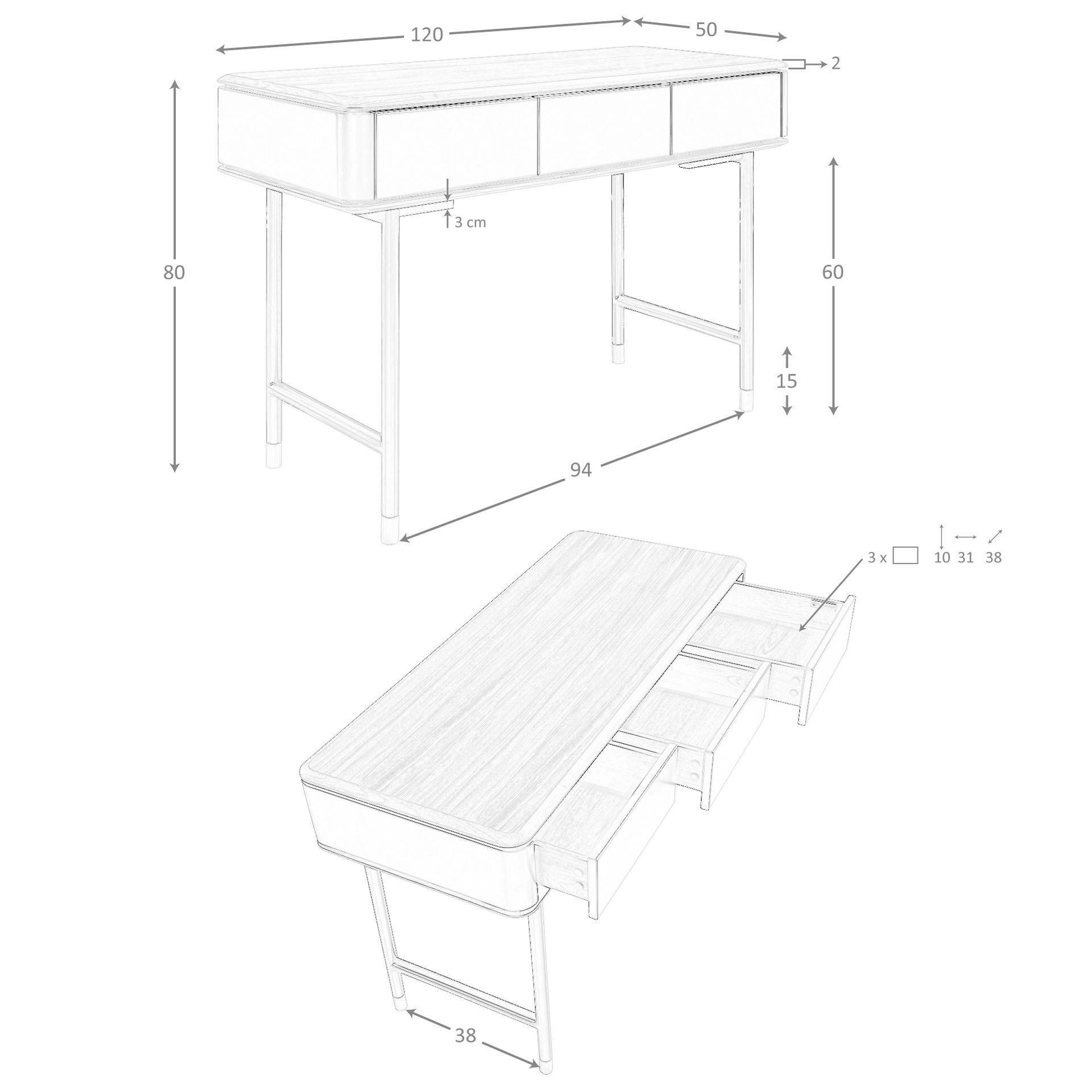 ANGEL CERDA Console rectangulaire en noyer, bois gris foncé mat et acier noir - 8