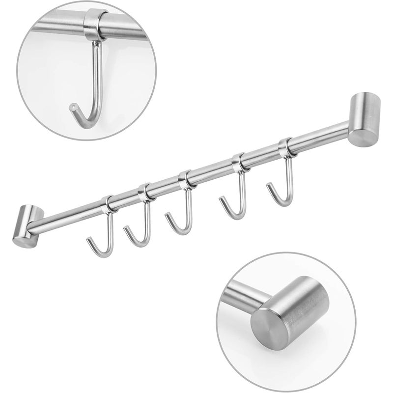 Stalowy kuchenny drążek do wieszania z 5 haczykami - kuchenny drążek do wieszania kuchenny drążek do wieszania ścienny