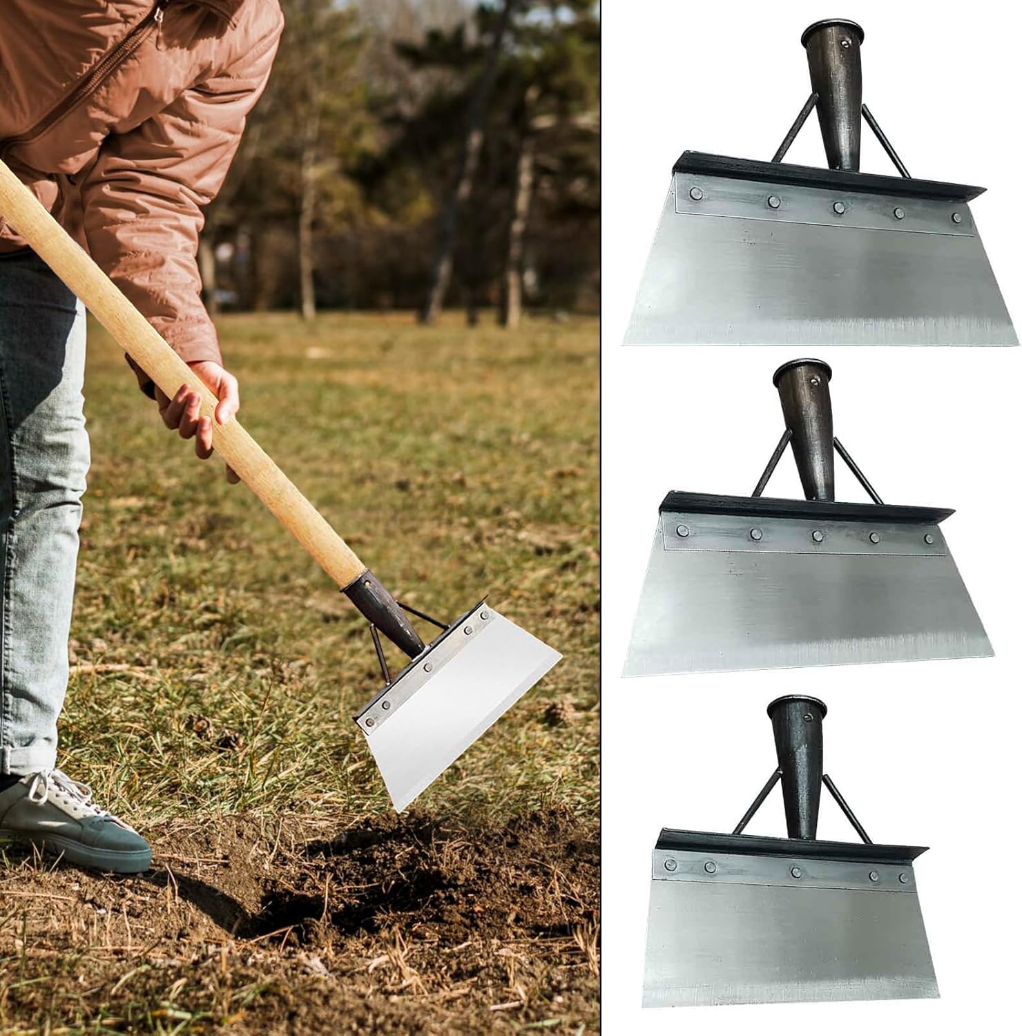 Pelle de Nettoyage multifonctionnelle, Pelle Jardinage en Acier Inoxydable, Pelle Jardinage pour Les Mauvaises Herbes et la Mousse, Pelle grattoir de - 5