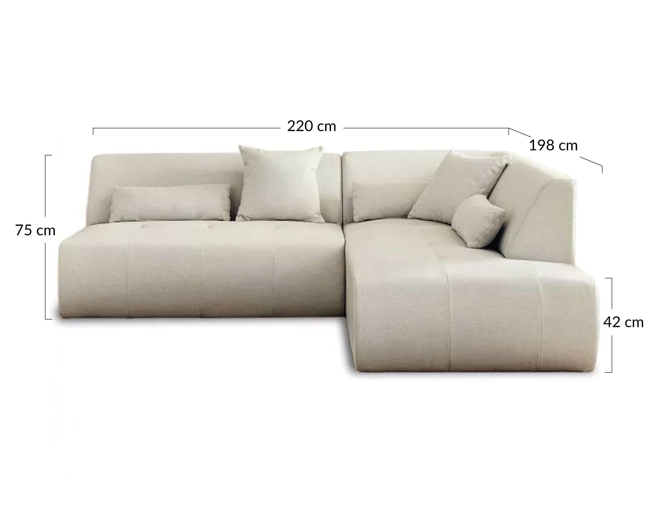 Canapé modulable 5 places angle droit en tissu beige - ONYX - Best Mobilier - 8