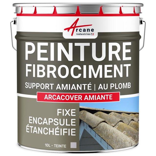 Peinture fibro ciment pour encapsulage support amiante / plomb : ARCACOVER AMIANTE. Gris - 10 L - ARCANE INDUSTRIES