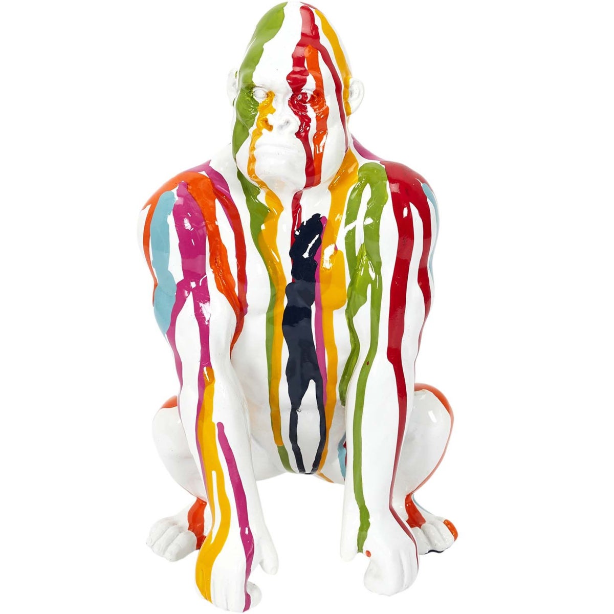 Statue Gorille Accroupi En Résine - Déco D'Intérieur Moderne - 24 Cm De Haut - Noir - HOME DECO FACTORY