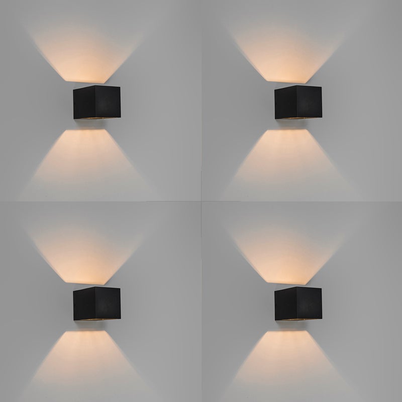 Qazqa nowoczesny lampa ścienna - Transfer - czarny, kwadratowy, 8cm, IP20 wewnętrzne