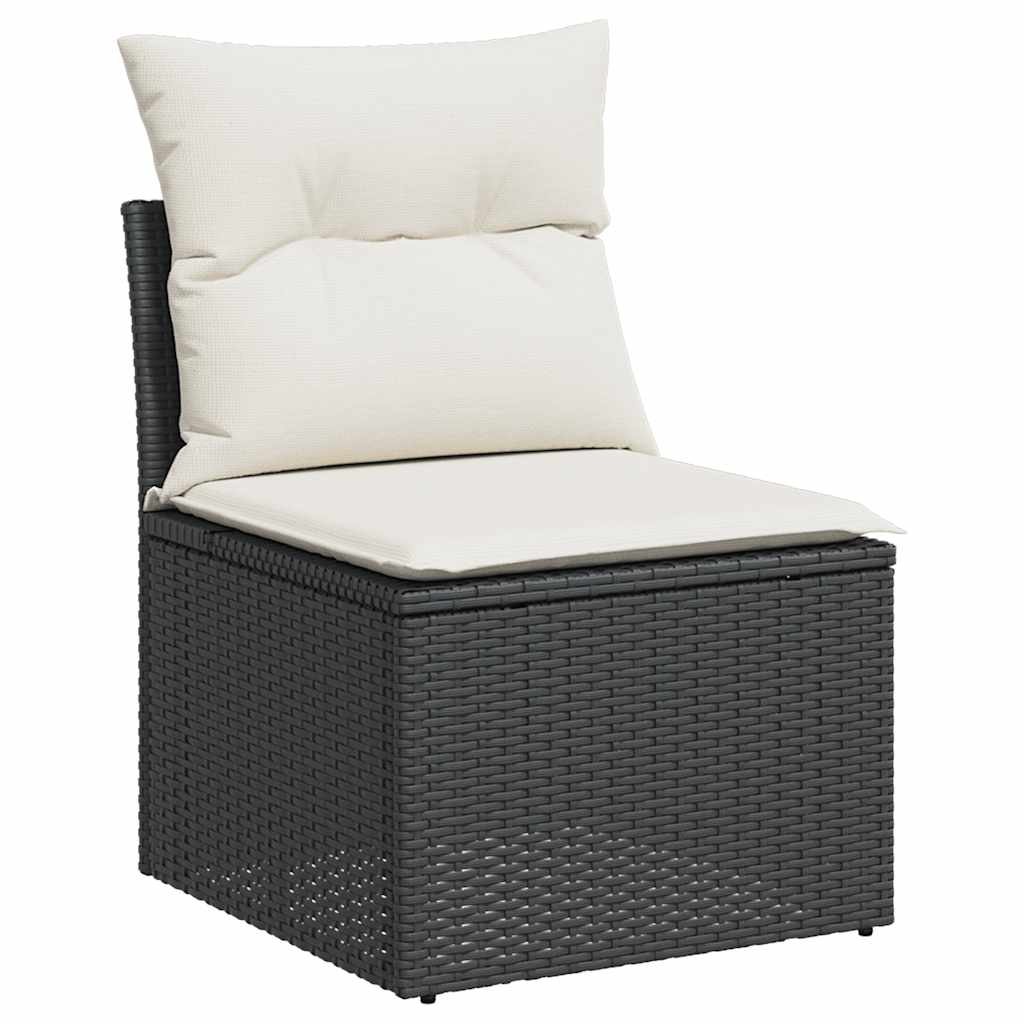 Conjunto de móveis de jardim de 5 peças e almofadas de vime sintético preto - COMFORTXL - 3