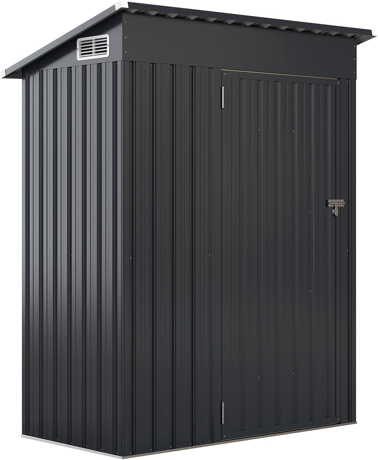 Abri de Jardin Métal Galvanisé 1,02m², Cabane Jardin Exterieur 1,88 m³avec Loquet, Toit en Pente, 4 Gants, 2 Trous d’Aérations, Gris - 8