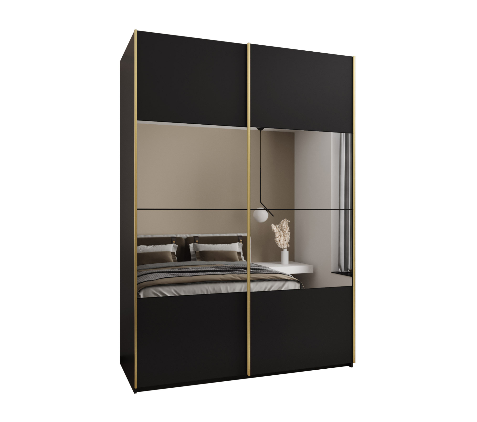 Szafa przesuwna wysoka Lux 4 170 x 64 x 245,5 cm czarny + czarny + u. złoty - Abiks Meble
