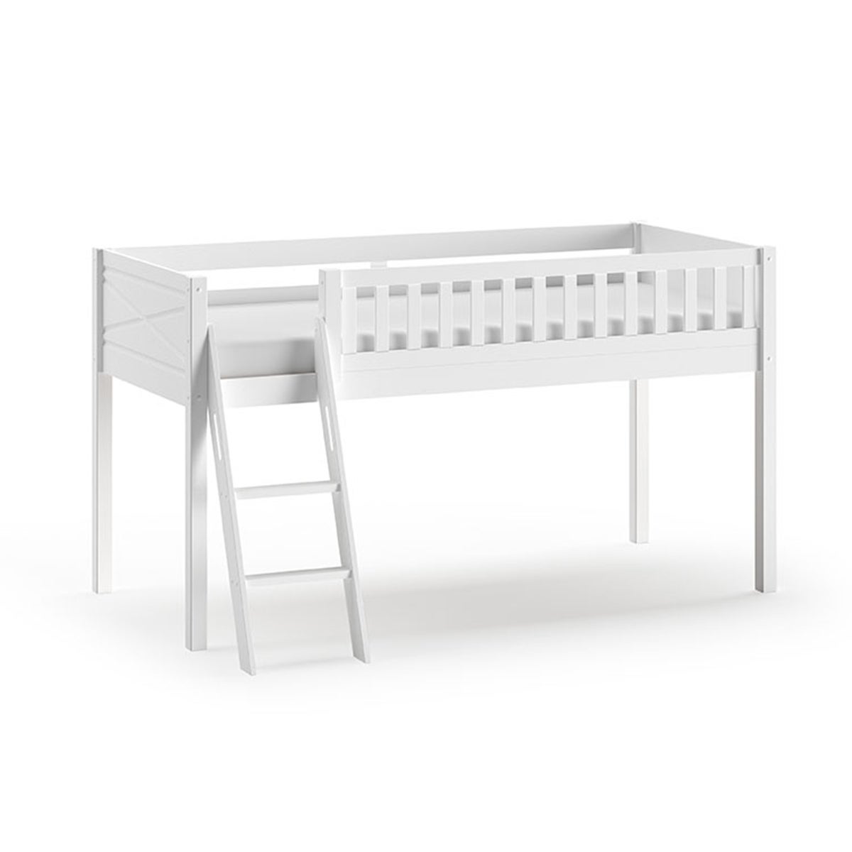 Lit Superposé Enfant Avec Bureau 3 Tiroirs Et Armoire échelle - Barrière Couleur Contrastée - Pin MDF 90x200 Blanc+naturel (sans Matelas