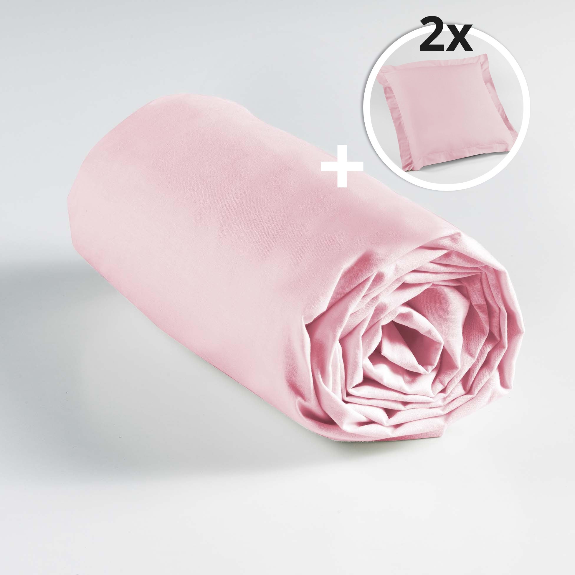 Générique Pack Drap Housse 140 x 190 m 2 taies d'oreiller 65 x 65 cm Forme carré 100% Coton 57 Fils /m2 Bonnet 25 cm (Fuchia