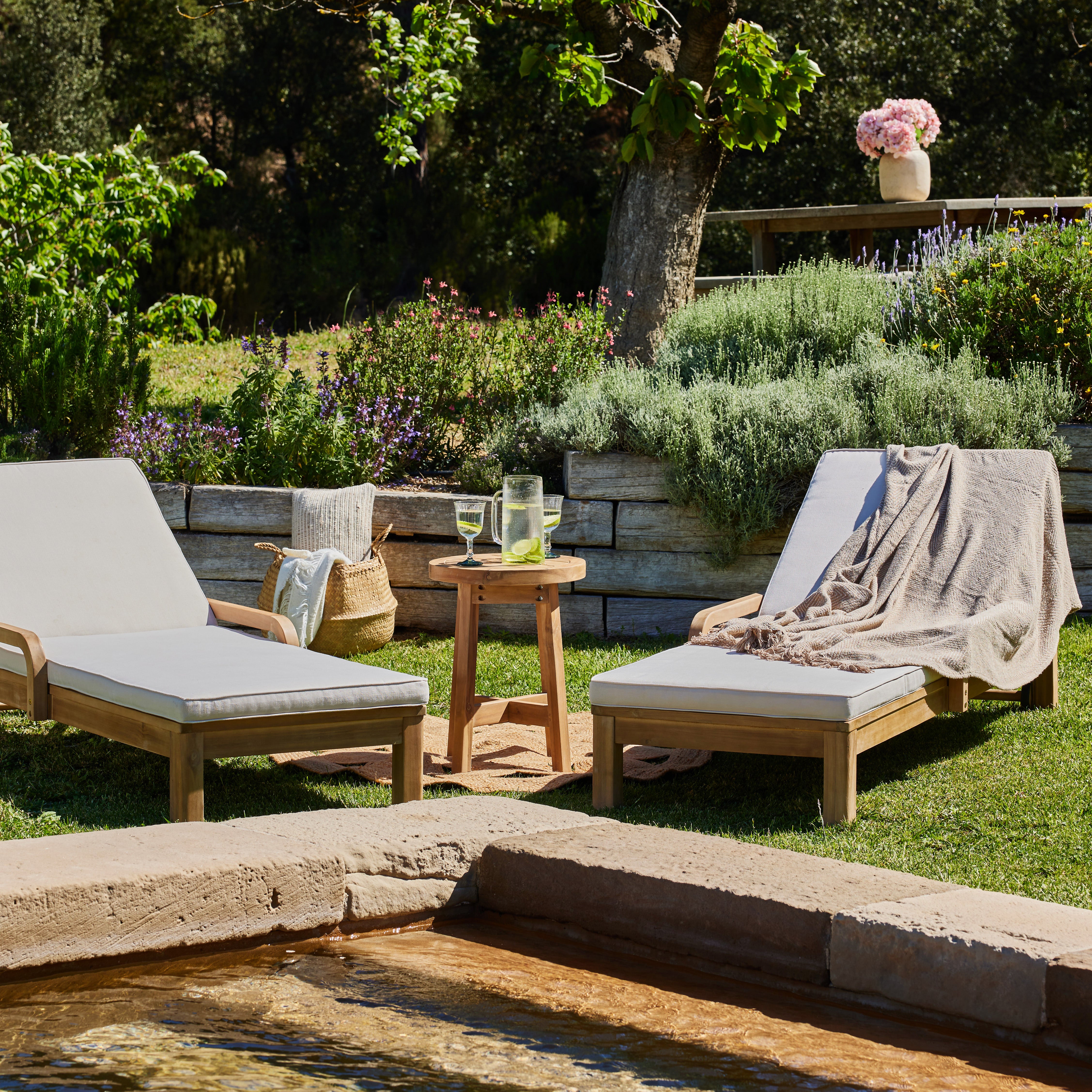 Pack de 2 chaises longues avec coussin et roulettes - Siena - 2