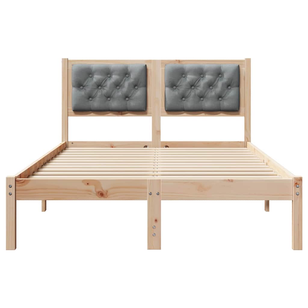 Cadre de lit gris clair, pin massif, pour la chambre, 135 × 190 cm - 5