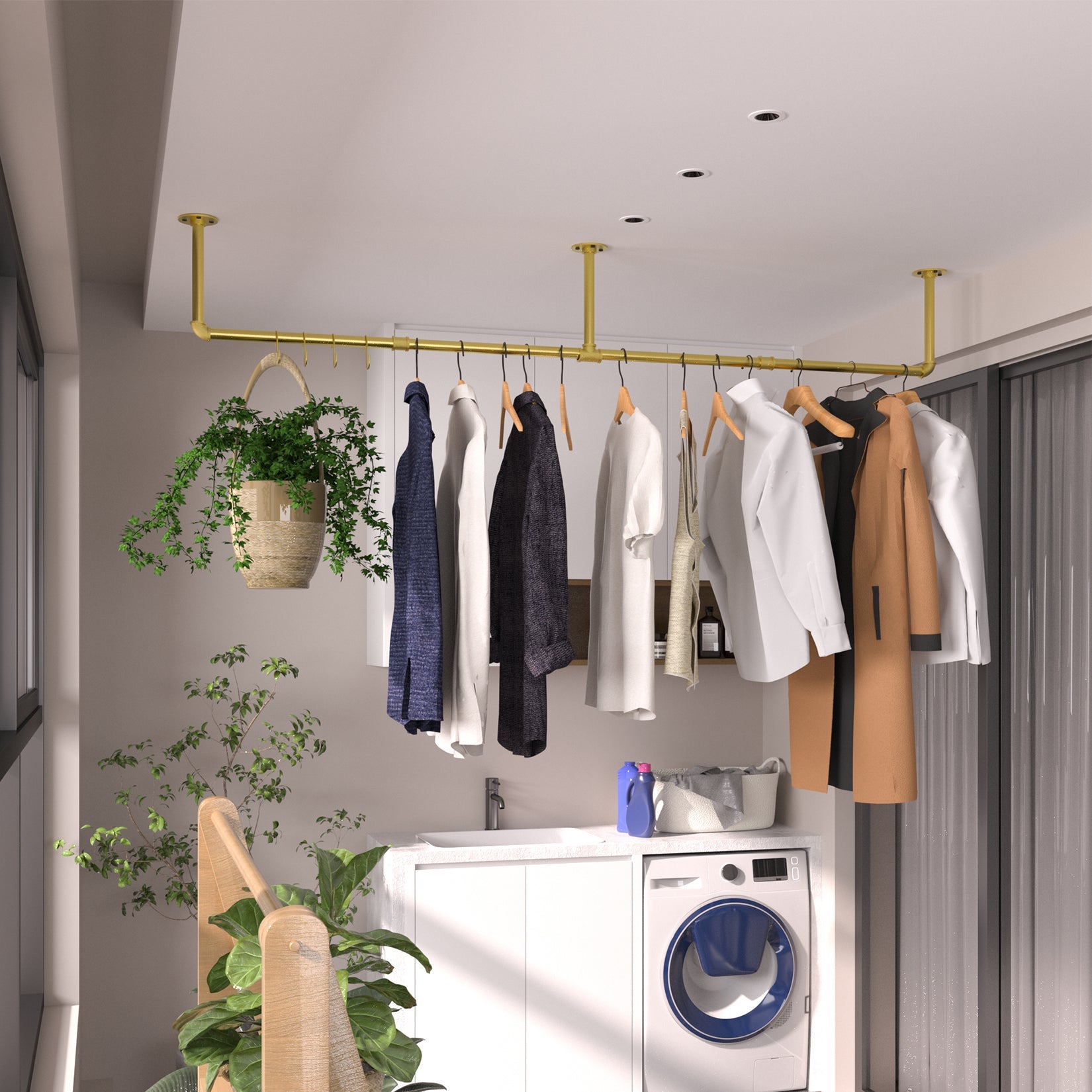 Barre de Penderie Doré Extensible en Métal l.90/135/180cm - 5