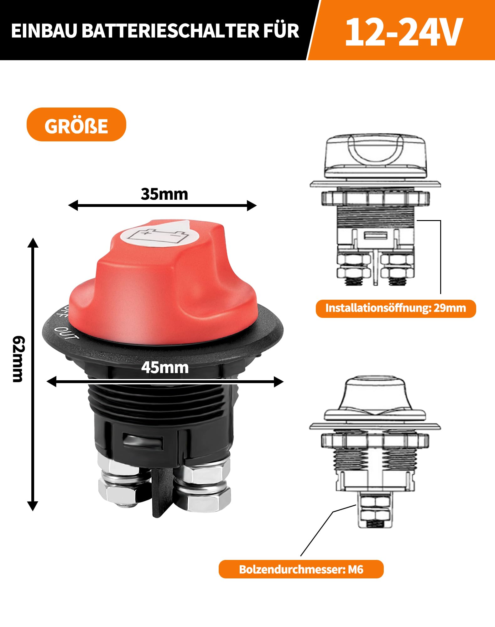 Interrupteur Principal De Déconnexion De Batterie 12-48 V Pour Voiture