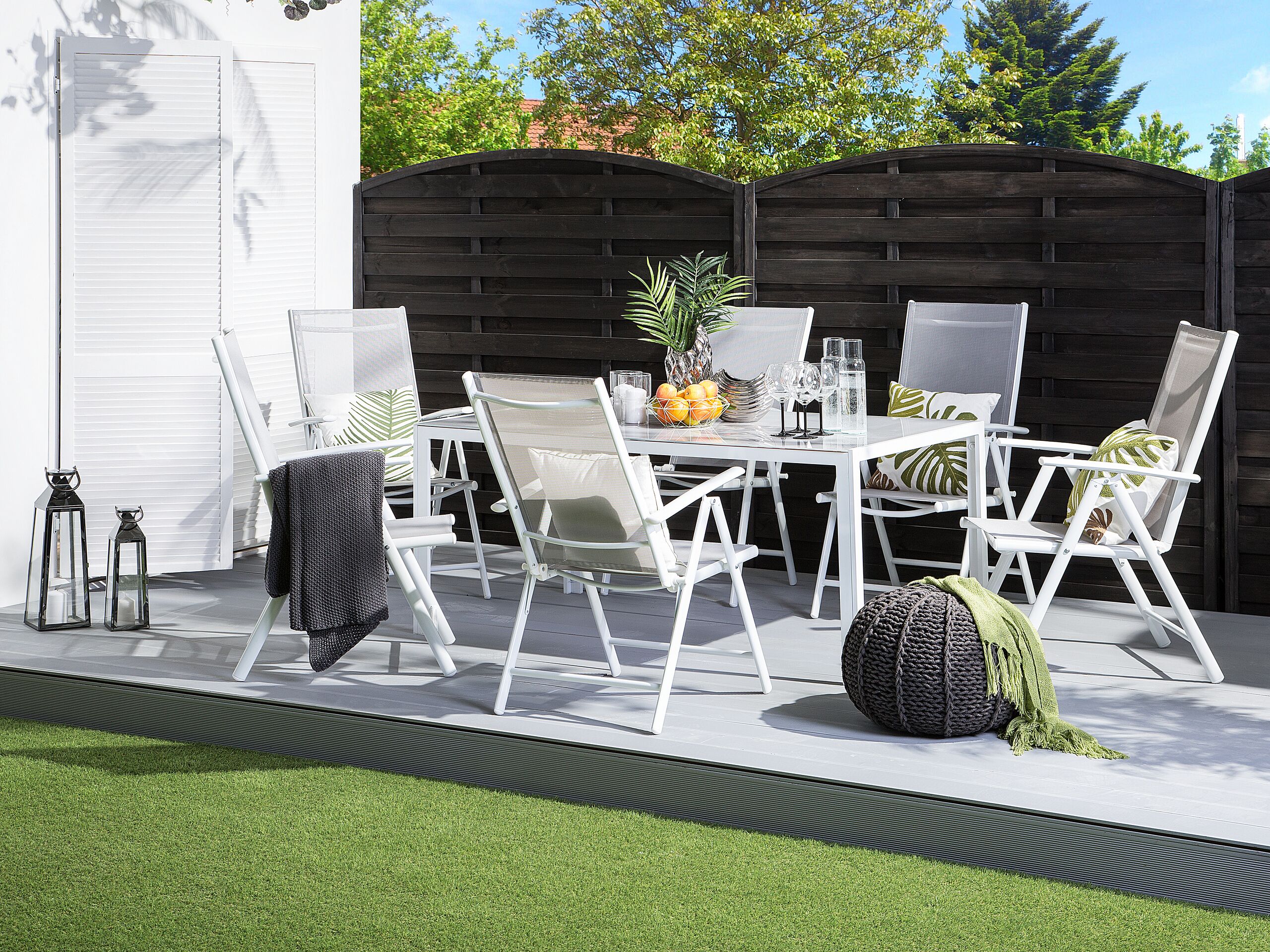 Beliani Set 2 Sedie Da Giardino In Alluminio Grigio Con Cuscini – Resistente UV, Portata 130 Kg