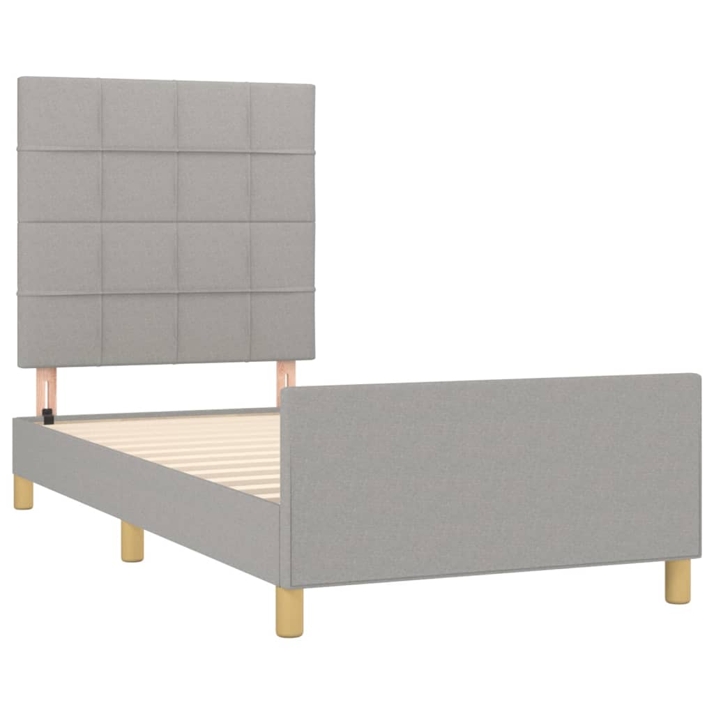 Cadre de lit sans matelas gris clair 100 x 200 cm tissu - 4