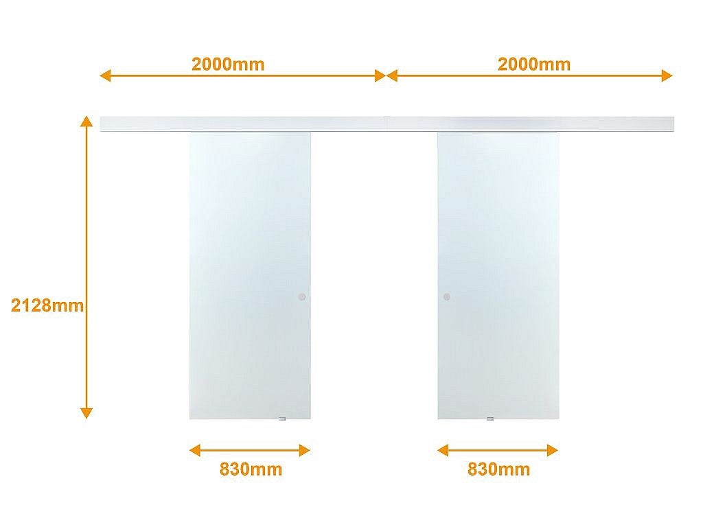 Doppia porta scorrevole - 2 x H205 x L83 cm - Vetro temperato - ALINA - 3