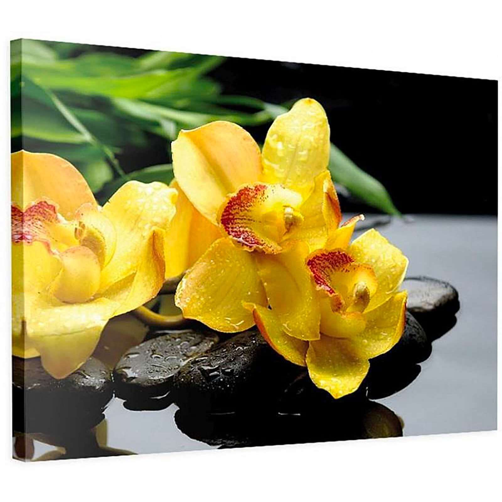 Tableau orchidées jaunes - 100 x 70 cm - 2
