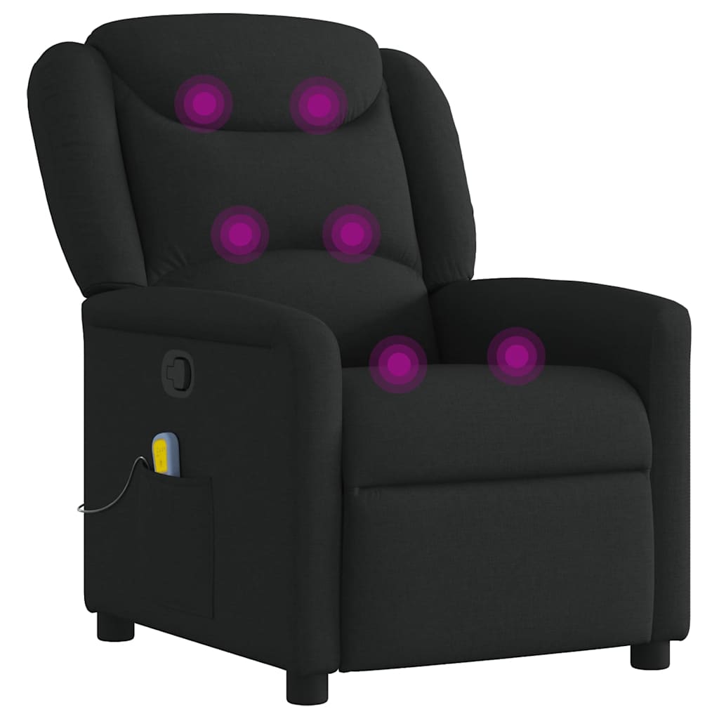 Fauteuil de massage inclinable Noir Tissu - 6