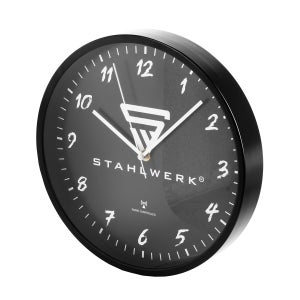 STAHLWERK Horloge murale 30 cm horloge d'atelier noire avec