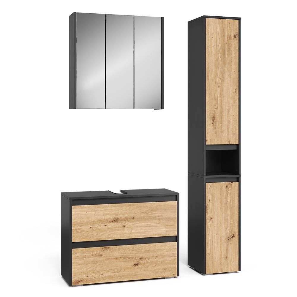 Vicco Zestaw mebli łazienkowych Majest, Antracyt/Artisan, 3 części