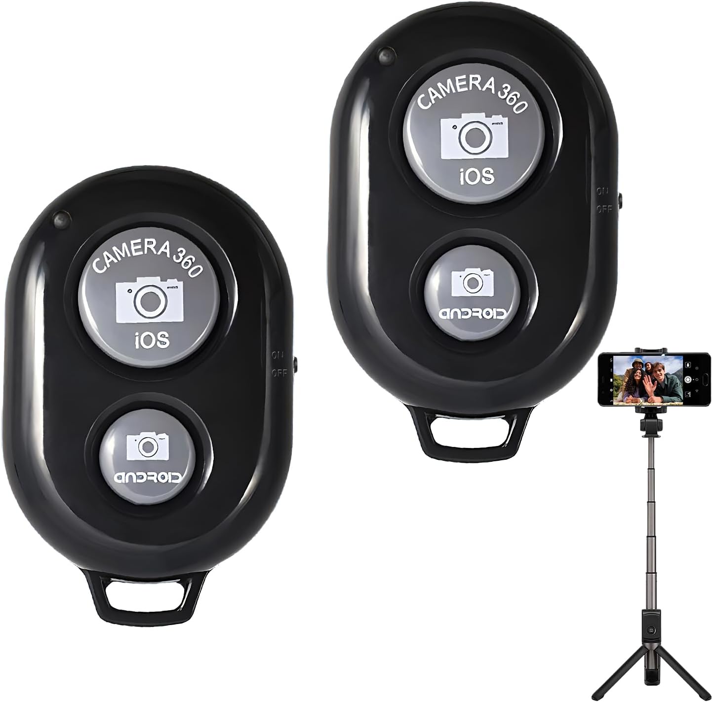 Bezprzewodowy pilot Bluetooth do selfie, kompatybilny ze smartfonami iOS i Android, do użytku bezprzewodowego.