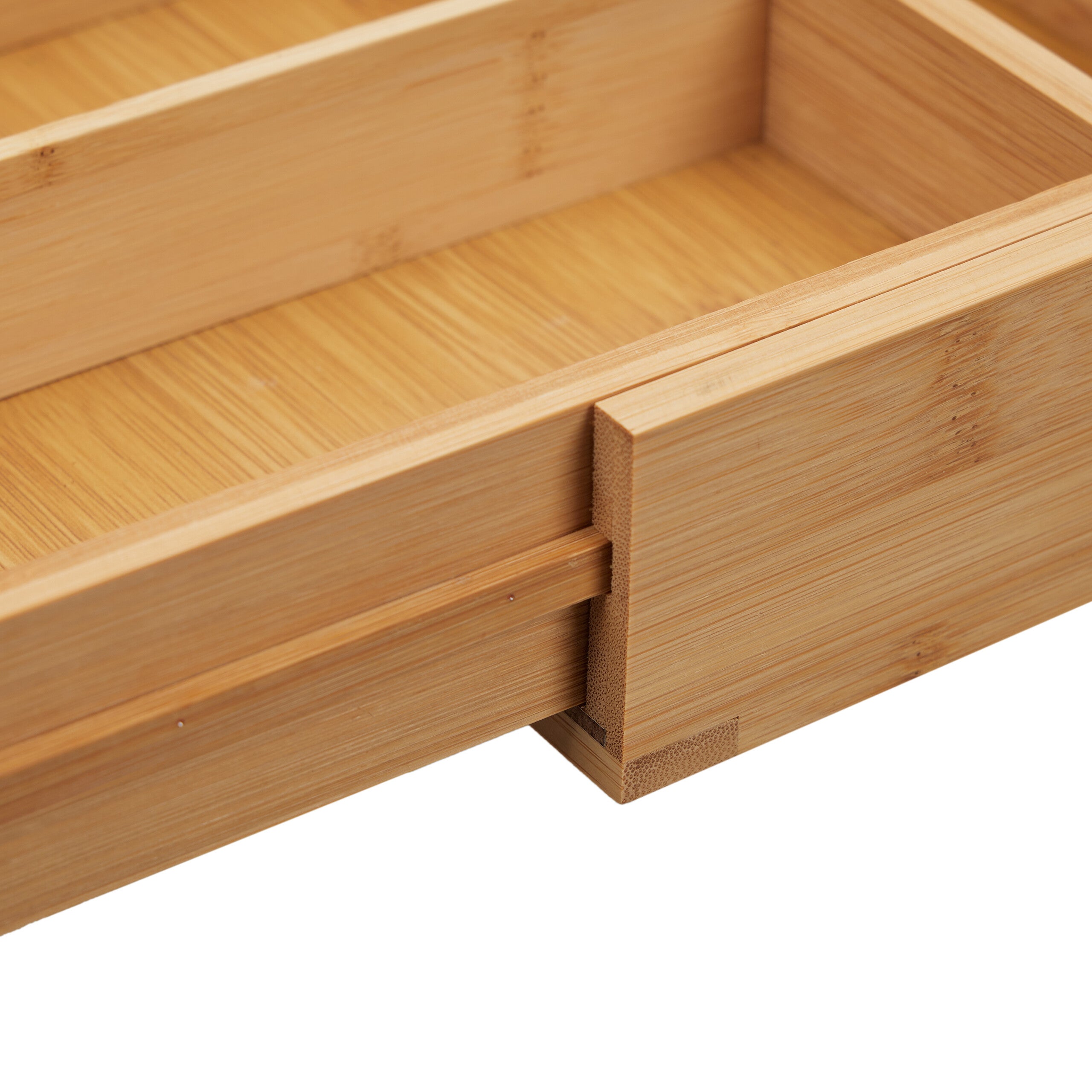 Cubertero Cajón Extensible 9 Compartimentos Bambú, Caja Cubiertos y Cuchillos Cocina, 5,5x45x44,5cm, Natural, Relaxdays - 8