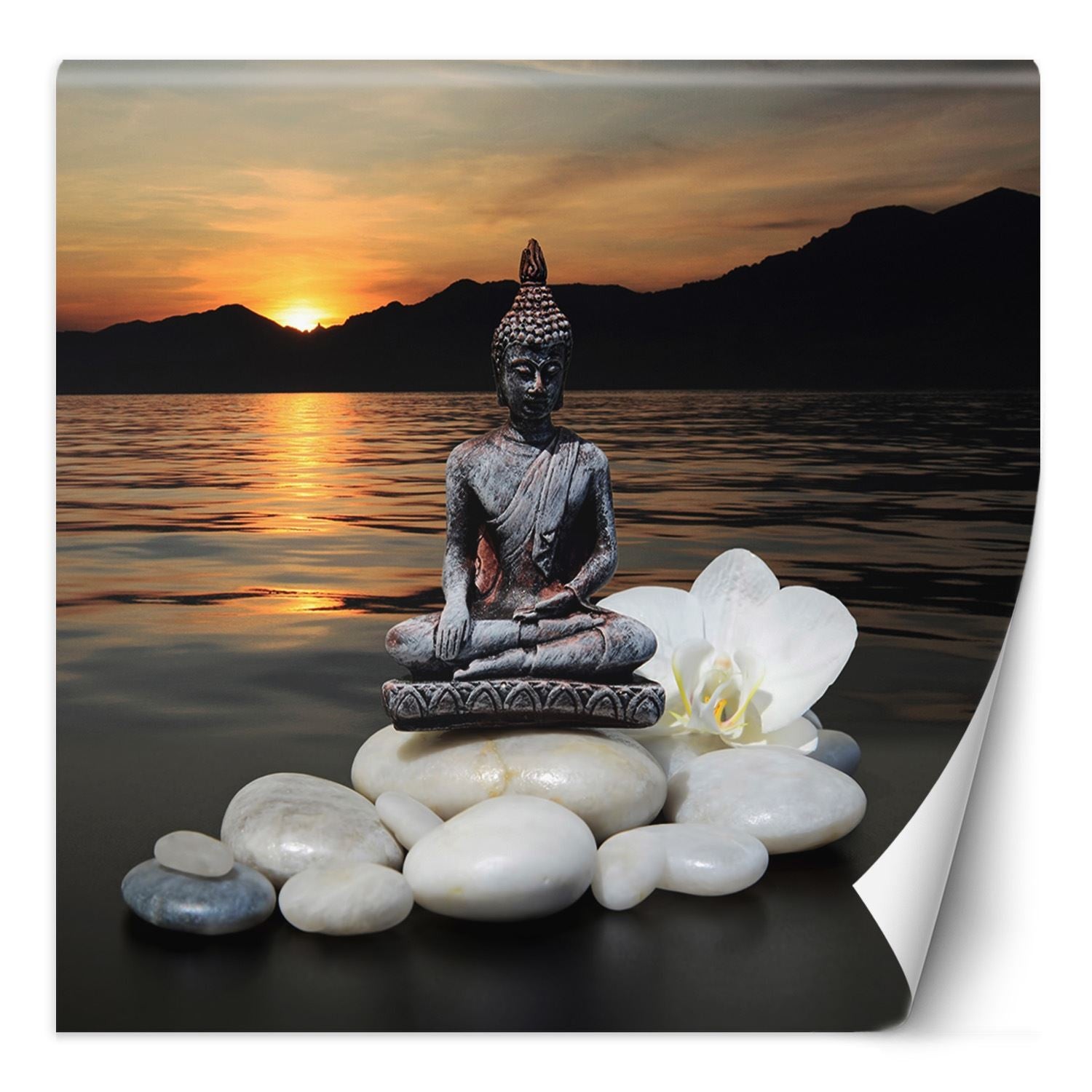 Fototapeta, Budda na kamieniach o zachodzie słońca 150x150
