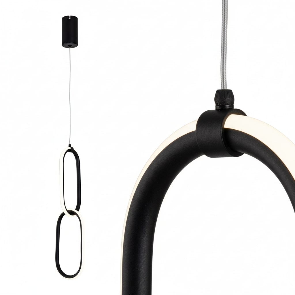 Lampa wisząca LED,lampa sufitowa 12W, 700lm, 4000K, IP20, czarna HOROZ