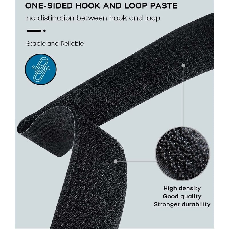 10 Metri Di Fascia Fermacavi In Velcro Nero Con 50 Fibbie Metalliche – Tagliabile A Misura