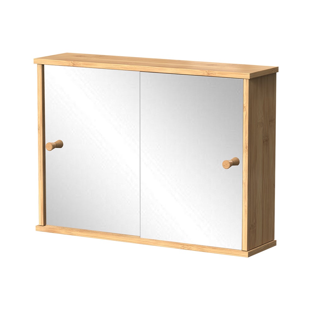 Vicco Armario Con Espejo Para Baño Mireo, Bambú, 55 X 40 Cm Con 2 Puertas Correderas , Leroy Merlin