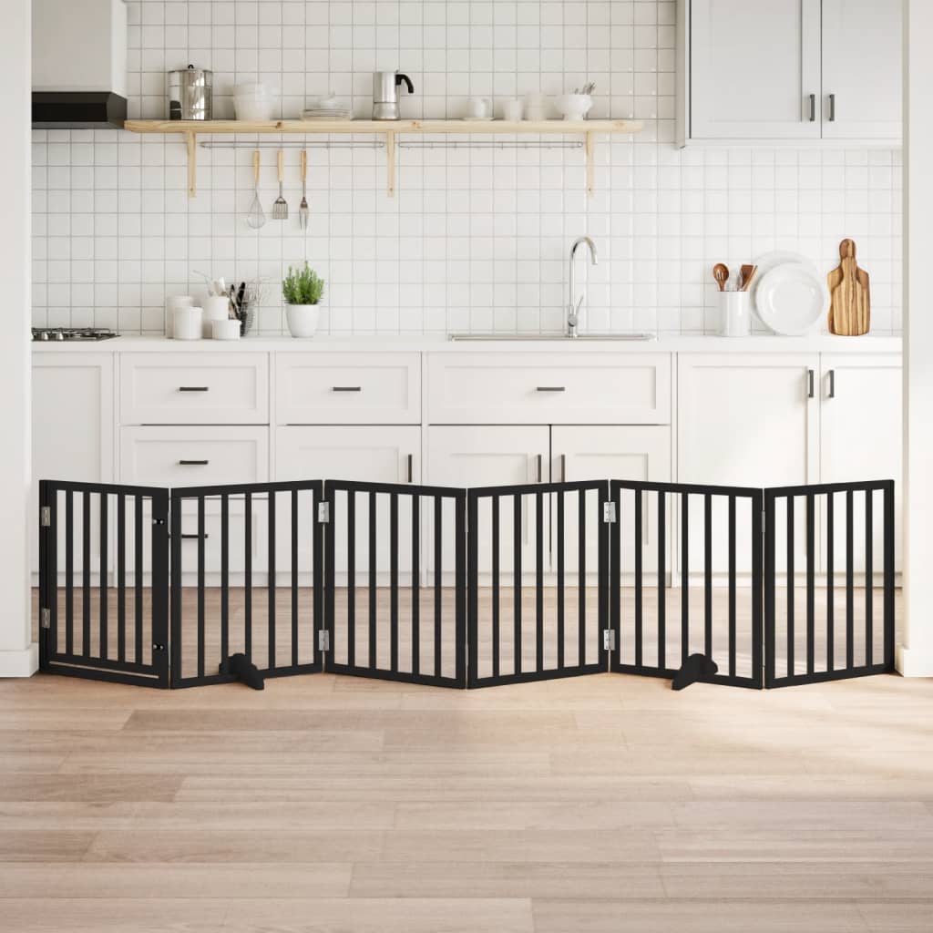 Vidaxl  Puerta Para Perros Plegable 6 Paneles Madera Álamo 300 Cm Negra , Leroy Merlin