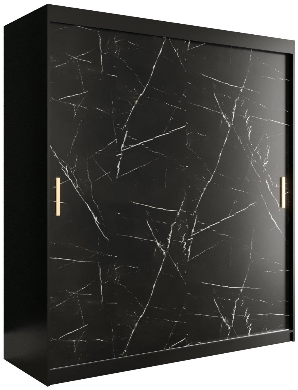Szafa przesuwna garderoba MARMUR T 180 x 62 x 200 cm Czarny + Marmur Czarny - Abiks Meble