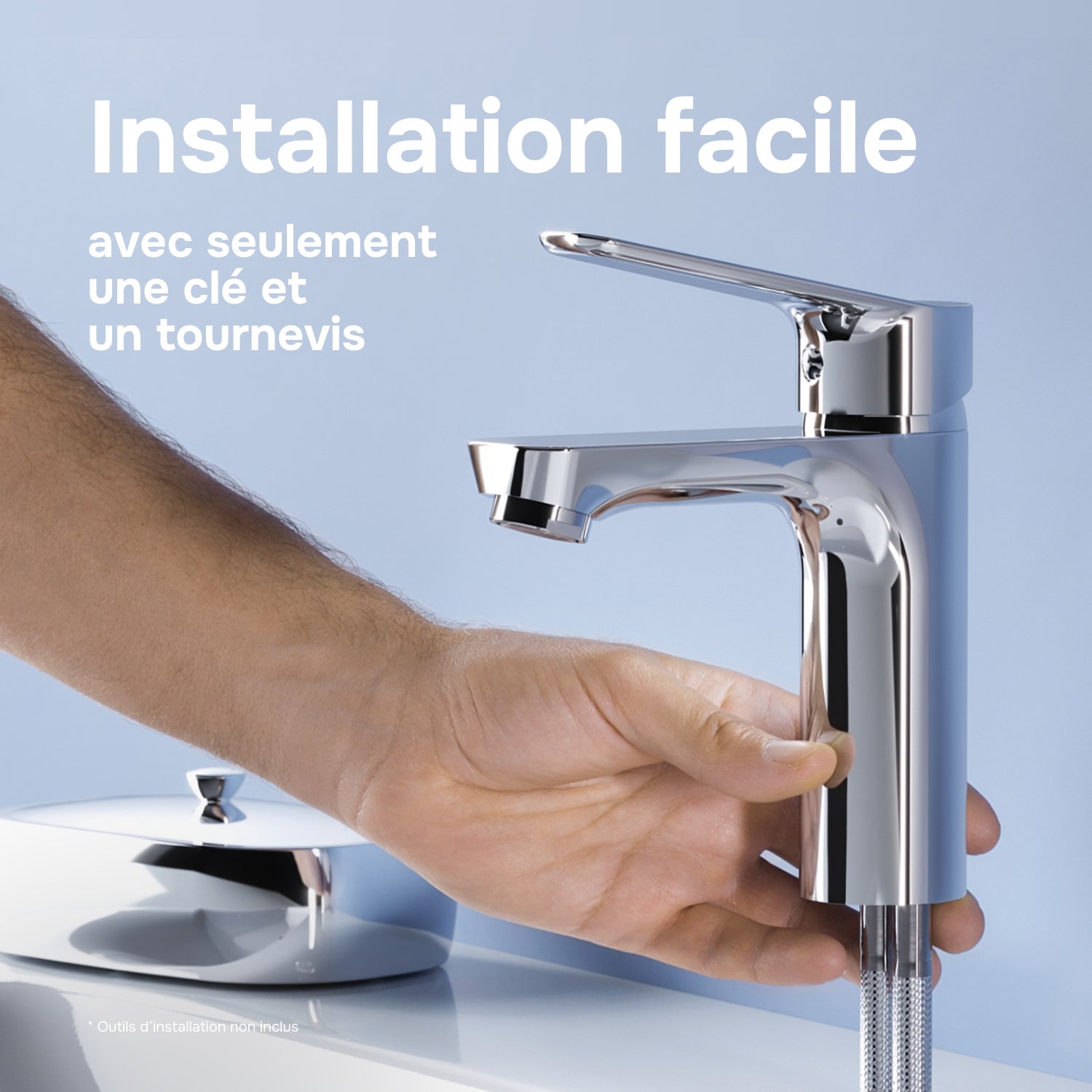 Mitigeur de Lavabo, Robinet de Lavabo, Mitigeur Salle de Bain Robinet de lavabo Chromé, Hit taille M, FTA02200 AM.PM - 2
