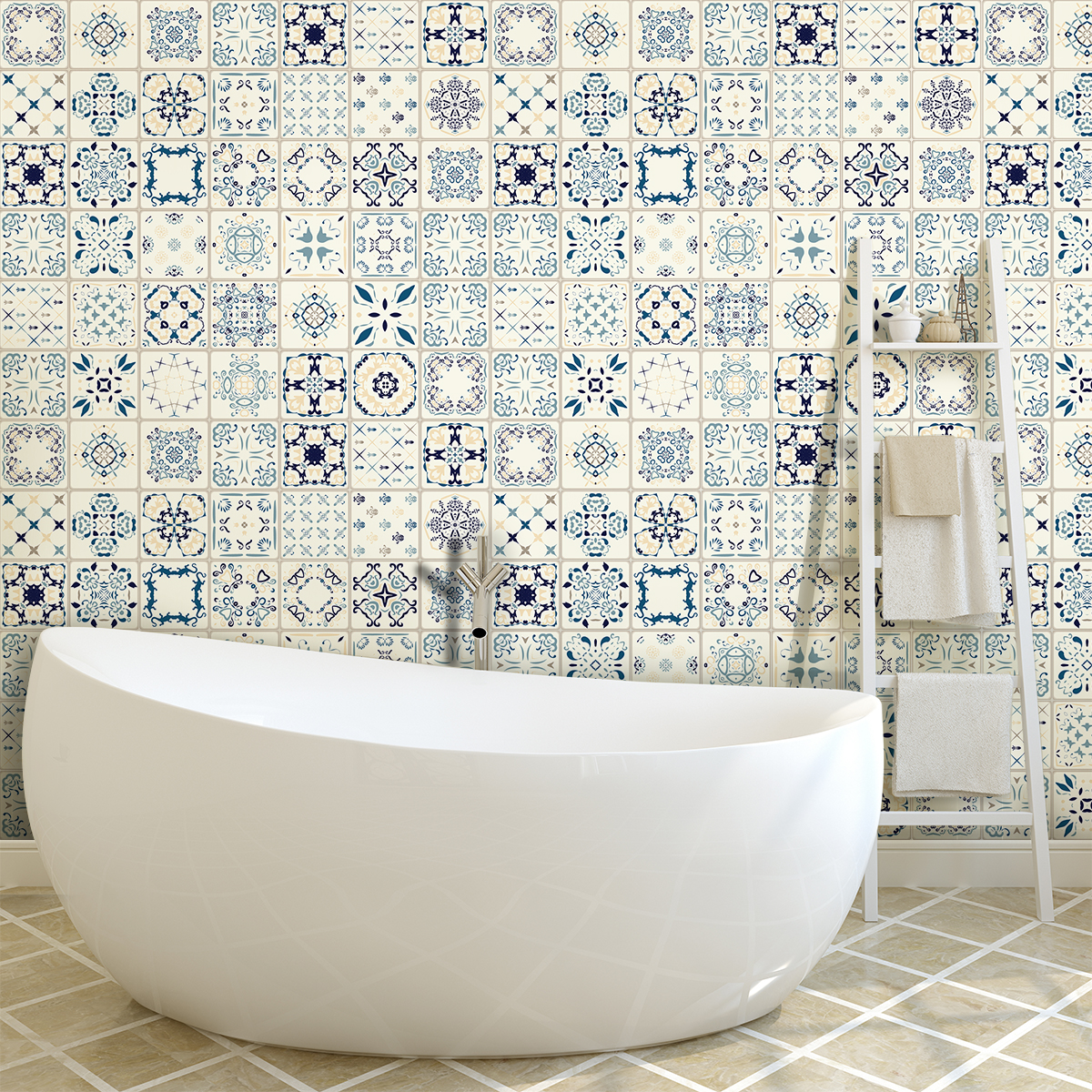 24 vinilos azulejos azulejos girolamo - adhesivo de pared - revestimiento sticker mural decorativo - 24stickers10x10cm