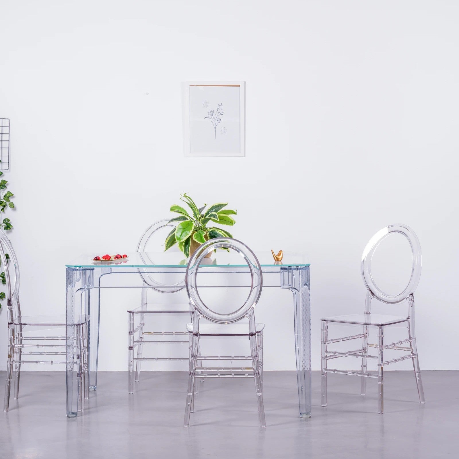 Ensemble meuble de salle à manger table transparente (120cm) et 4 chaises Isabelle - Ghost - 3